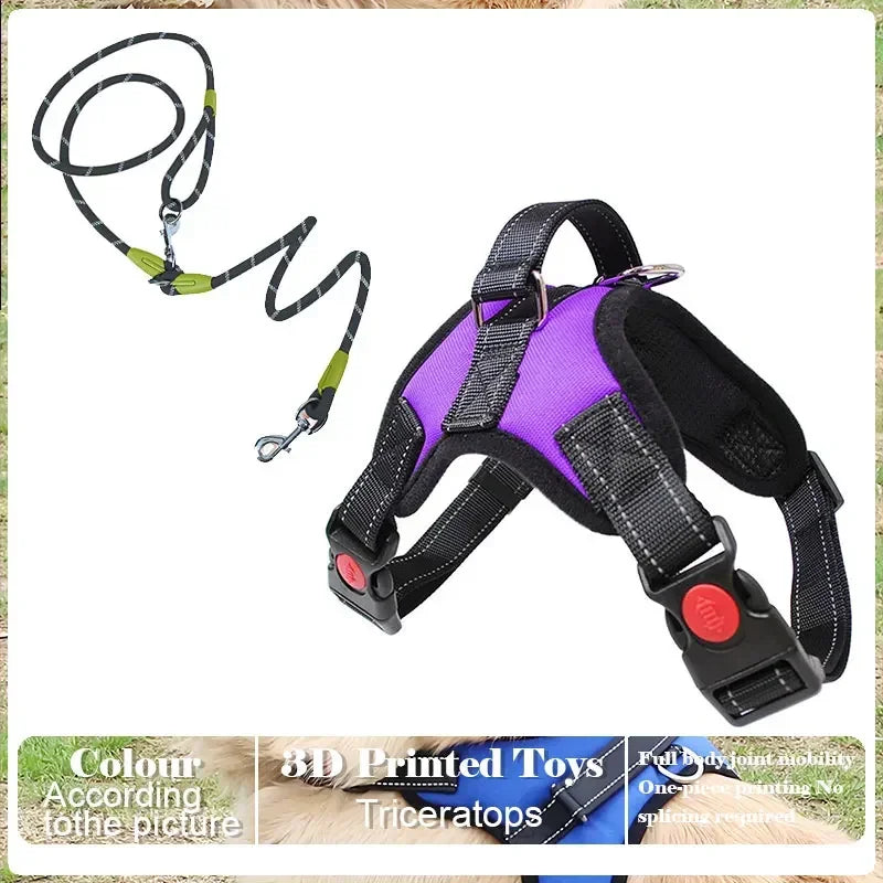 Dog Harness and Leash Set No Pull Adjustable Comfortable with Easy Control Handle Outdoor Running Walking Hand Free Lead Leash