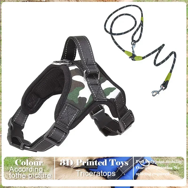 Dog Harness and Leash Set No Pull Adjustable Comfortable with Easy Control Handle Outdoor Running Walking Hand Free Lead Leash
