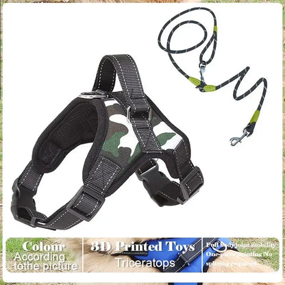Dog Harness and Leash Set No Pull Adjustable Comfortable with Easy Control Handle Outdoor Running Walking Hand Free Lead Leash