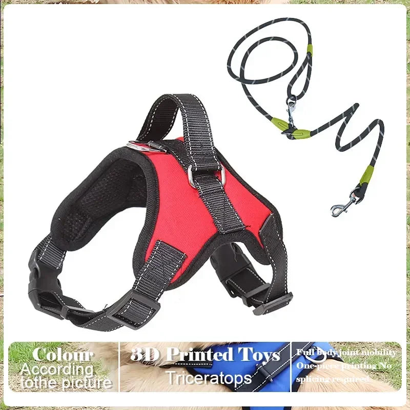Dog Harness and Leash Set No Pull Adjustable Comfortable with Easy Control Handle Outdoor Running Walking Hand Free Lead Leash